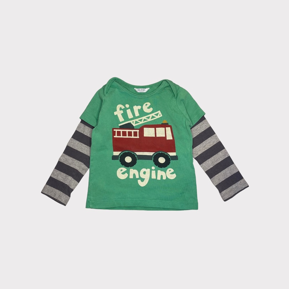 Mini Boden Fire Truck Engine Graphic Long Sleeve Tee